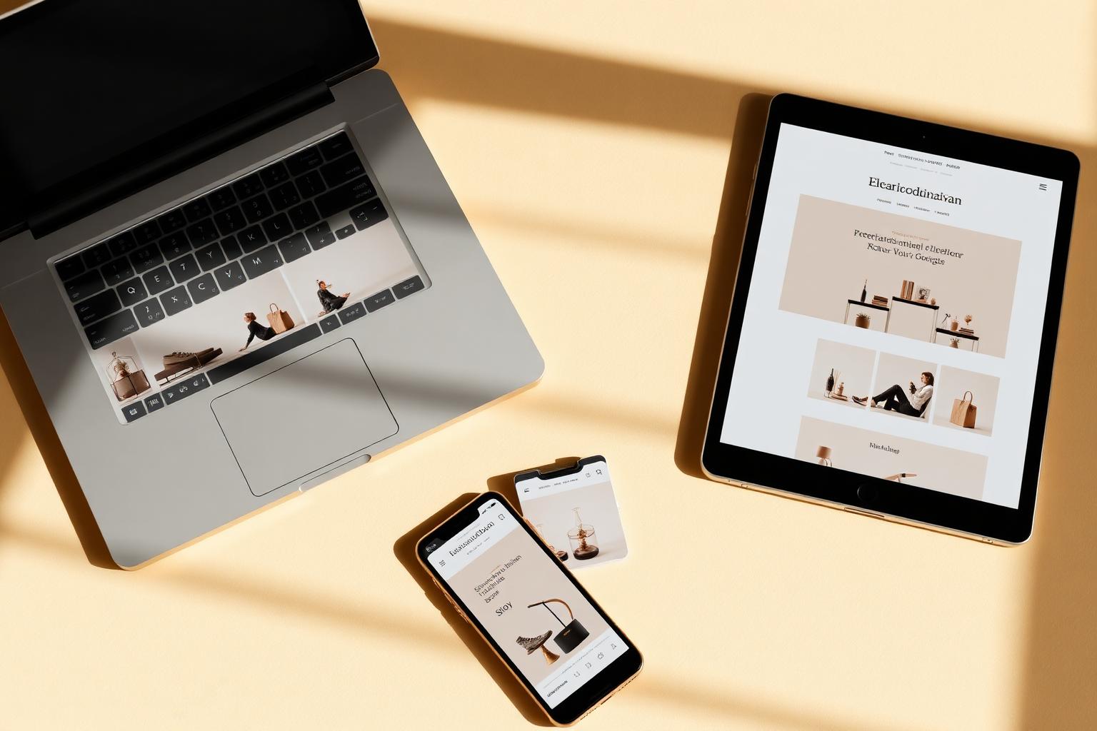 Hjemmesider og webshops vist på laptop, tablet og mobil