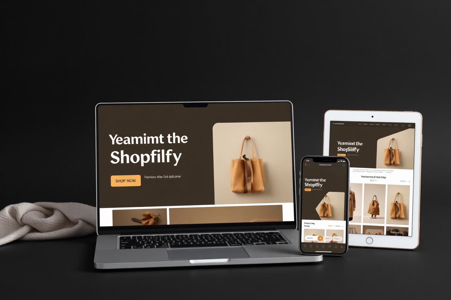 Shopify webshop vist på laptop, tablet og mobil