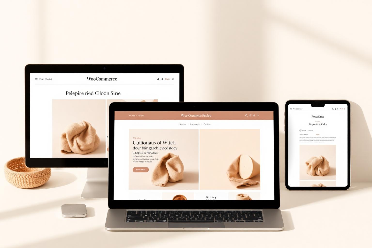 WooCommerce webshop vist på desktop, tablet og mobil